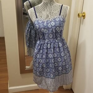 Blue and white patterned sun dress